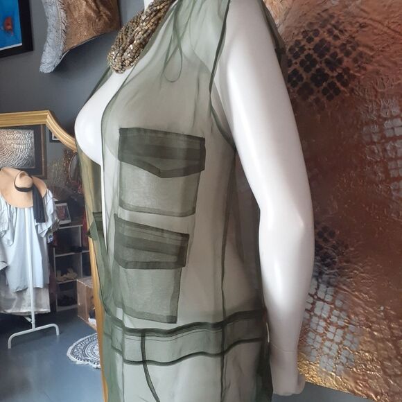 Zara Nwot Sheer Organza Cargo Maxi Dress - Picture 6 of 13